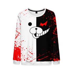 Мужской свитшот 3D с принтом MONOKUMA в городе Новоалтайск, 100% полиэстер с мягким внутренним слоем | круглый вырез горловины, мягкая резинка на манжетах и поясе, свободная посадка по фигуре | anime | bear | black  white | danganronpa | kurokuma | monodam | monokuma | monomi | monotaro | rabbit | school | shirokuma | аниме | главарь | мoноми | монокума | черно белый | школа