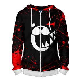 Мужская толстовка 3D на молнии с принтом MONOKUMA в городе Новоалтайск, 100% полиэстер | длина до линии бедра, манжеты и пояс оформлены мягкой тканевой резинкой, двухслойный капюшон со шнурком для регулировки, спереди молния, по бокам два кармана | anime | bear | black  white | danganronpa | kurokuma | monodam | monokuma | monomi | monotaro | rabbit | school | shirokuma | аниме | главарь | мoноми | монокума | черно белый | школа
