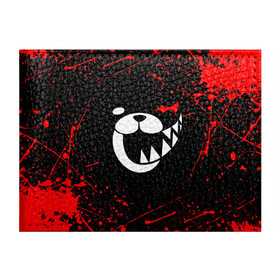 Обложка для студенческого билета с принтом MONOKUMA в городе Новоалтайск, натуральная кожа | Размер: 11*8 см; Печать на всей внешней стороне | anime | bear | black  white | danganronpa | kurokuma | monodam | monokuma | monomi | monotaro | rabbit | school | shirokuma | аниме | главарь | мoноми | монокума | черно белый | школа