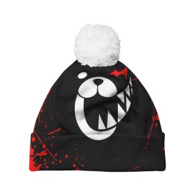 Шапка 3D c помпоном с принтом MONOKUMA в городе Новоалтайск, 100% полиэстер | универсальный размер, печать по всей поверхности изделия | anime | bear | black  white | danganronpa | kurokuma | monodam | monokuma | monomi | monotaro | rabbit | school | shirokuma | аниме | главарь | мoноми | монокума | черно белый | школа