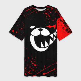 Платье-футболка 3D с принтом Monokuma красные брызги в городе Новоалтайск,  |  | anime | bear | black  white | danganronpa | kurokuma | monodam | monokuma | monomi | monotaro | rabbit | school | shirokuma | аниме | главарь | мoноми | монокума | черно белый | школа