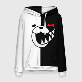 Женская толстовка 3D с принтом MONOKUMA (КАПЮШОН) в городе Новоалтайск, 100% полиэстер  | двухслойный капюшон со шнурком для регулировки, мягкие манжеты на рукавах и по низу толстовки, спереди карман-кенгуру с мягким внутренним слоем. | anime | bear | black  white | danganronpa | kurokuma | monodam | monokuma | monomi | monotaro | rabbit | school | shirokuma | аниме | главарь | мoноми | монокума | черно белый | школа