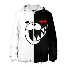 Мужская куртка 3D с принтом MONOKUMA (КАПЮШОН) в городе Новоалтайск, ткань верха — 100% полиэстер, подклад — флис | прямой крой, подол и капюшон оформлены резинкой с фиксаторами, два кармана без застежек по бокам, один большой потайной карман на груди. Карман на груди застегивается на липучку | anime | bear | black  white | danganronpa | kurokuma | monodam | monokuma | monomi | monotaro | rabbit | school | shirokuma | аниме | главарь | мoноми | монокума | черно белый | школа
