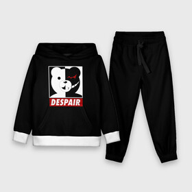 Детский костюм 3D (с толстовкой) с принтом Monokuma despair на черном в городе Новоалтайск,  |  | anime | art | bear | danganronpa | japan | monokuma | аниме | арт | животное | манга | медведь | мишка | мульфильм | персонаж | плюшевый | япония
