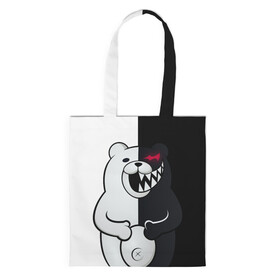 Шоппер 3D с принтом MONOKUMA  в городе Новоалтайск, 100% полиэстер | Плотность: 200 г/м2; Размер: 34×35 см; Высота лямок: 30 см | anime | bear | black  white | danganronpa | kurokuma | monodam | monokuma | monomi | monotaro | rabbit | school | shirokuma | аниме | главарь | мoноми | монокума | черно белый | школа