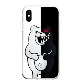 Чехол для iPhone XS Max матовый с принтом MONOKUMA в городе Новоалтайск, Силикон | Область печати: задняя сторона чехла, без боковых панелей | anime | bear | black  white | danganronpa | kurokuma | monodam | monokuma | monomi | monotaro | rabbit | school | shirokuma | аниме | главарь | мoноми | монокума | черно белый | школа