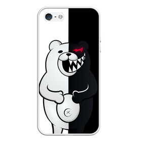 Чехол для iPhone 5/5S матовый с принтом MONOKUMA в городе Новоалтайск, Силикон | Область печати: задняя сторона чехла, без боковых панелей | anime | bear | black  white | danganronpa | kurokuma | monodam | monokuma | monomi | monotaro | rabbit | school | shirokuma | аниме | главарь | мoноми | монокума | черно белый | школа