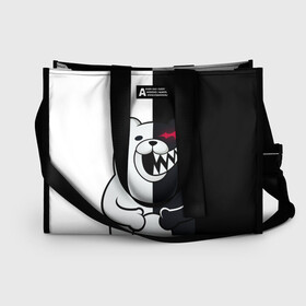 Сумка-шоппер 3D с принтом MONOKUMA в городе Новоалтайск, 100% полиэстер | застегивается на металлическую кнопку; внутренний карман застегивается на молнию. Стенки укреплены специальным мягким материалом, чтобы защитить содержимое от несильных ударов
 | anime | bear | black  white | danganronpa | kurokuma | monodam | monokuma | monomi | monotaro | rabbit | school | shirokuma | аниме | главарь | мoноми | монокума | черно белый | школа