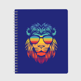 Тетрадь с принтом LION#2 в городе Новоалтайск, 100% бумага | 48 листов, плотность листов — 60 г/м2, плотность картонной обложки — 250 г/м2. Листы скреплены сбоку удобной пружинной спиралью. Уголки страниц и обложки скругленные. Цвет линий — светло-серый
 | Тематика изображения на принте: art | lion | vector | арт | вектор | животные | иллюстратор | кошка | краски | лев | рисунок | царь