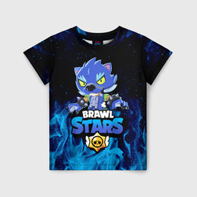 Детская футболка 3D с принтом BRAWL STARS LEON в городе Новоалтайск, 100% гипоаллергенный полиэфир | прямой крой, круглый вырез горловины, длина до линии бедер, чуть спущенное плечо, ткань немного тянется | brawl stars | crow | leon | leon shark | leon werewolf | sally leon | shark | stars | werewolf | акула | берли | ворон | леон | леон акула | оборотень | оборотень леон | спайк | эль примо