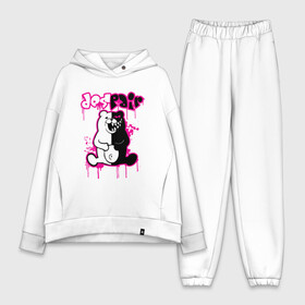 Женский костюм хлопок Oversize с принтом Monokuma розовые подтеки в городе Новоалтайск,  |  | anime | bear | black | danganronpa | japan | monokuma | white | аниме | белое | медведь | монокума | черное | япония
