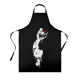 Фартук 3D с принтом MONOKUMA в городе Новоалтайск, 100% полиэстер | общий размер — 65 х 85 см, ширина нагрудника — 26 см, горловина — 53 см, длина завязок — 54 см, общий обхват в поясе — 173 см. Принт на завязках и на горловине наносится с двух сторон, на основной части фартука — только с внешней стороны | anime | bear | black | danganronpa | japan | monokuma | white | аниме | белое | медведь | монокума | черное | япония