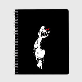 Тетрадь с принтом MONOKUMA в городе Новоалтайск, 100% бумага | 48 листов, плотность листов — 60 г/м2, плотность картонной обложки — 250 г/м2. Листы скреплены сбоку удобной пружинной спиралью. Уголки страниц и обложки скругленные. Цвет линий — светло-серый
 | anime | bear | black | danganronpa | japan | monokuma | white | аниме | белое | медведь | монокума | черное | япония