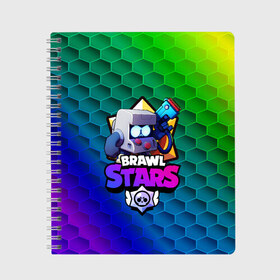Тетрадь с принтом BRAWL STARS 8-BIT в городе Новоалтайск, 100% бумага | 48 листов, плотность листов — 60 г/м2, плотность картонной обложки — 250 г/м2. Листы скреплены сбоку удобной пружинной спиралью. Уголки страниц и обложки скругленные. Цвет линий — светло-серый
 | 8 bit | bibi | brawl stars | brock | bull | crow | dinomike | el primo | leon | mobile game | nita | poko | ricochet | stars | tara | бравл старс | ворон | леон | мобильные игры