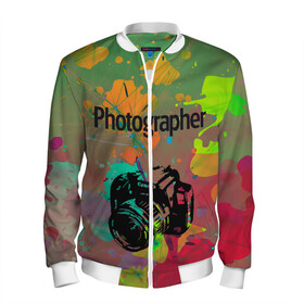 Мужской бомбер 3D с принтом Фотограф в городе Новоалтайск, 100% полиэстер | застегивается на молнию, по бокам два кармана без застежек, по низу бомбера и на воротнике - эластичная резинка | искусство | фото | фотоаппарат | фотограф | фотография | хобби