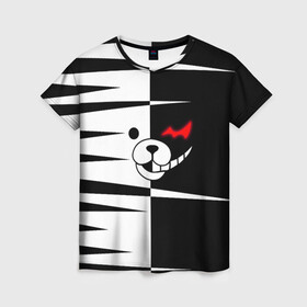 Женская футболка 3D с принтом monokuma в городе Новоалтайск, 100% полиэфир ( синтетическое хлопкоподобное полотно) | прямой крой, круглый вырез горловины, длина до линии бедер | danganronpa | monokuma | trigger happy havoc | аниме | игрушка | манга | медведь | монокума | монохром | мягкая игрушка робот | робот