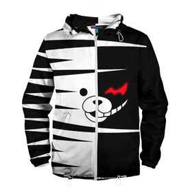 Мужская ветровка 3D с принтом monokuma в городе Новоалтайск, 100% полиэстер | подол и капюшон оформлены резинкой с фиксаторами, два кармана без застежек по бокам, один потайной карман на груди | Тематика изображения на принте: danganronpa | monokuma | trigger happy havoc | аниме | игрушка | манга | медведь | монокума | монохром | мягкая игрушка робот | робот