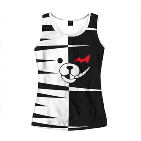 Женская майка 3D с принтом monokuma в городе Новоалтайск, 100% полиэстер | круглая горловина, прямой силуэт, длина до линии бедра | danganronpa | monokuma | trigger happy havoc | аниме | игрушка | манга | медведь | монокума | монохром | мягкая игрушка робот | робот