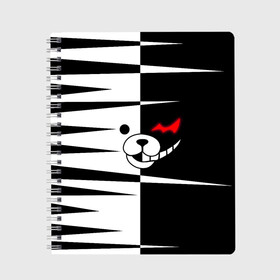 Тетрадь с принтом monokuma в городе Новоалтайск, 100% бумага | 48 листов, плотность листов — 60 г/м2, плотность картонной обложки — 250 г/м2. Листы скреплены сбоку удобной пружинной спиралью. Уголки страниц и обложки скругленные. Цвет линий — светло-серый
 | danganronpa | monokuma | trigger happy havoc | аниме | игрушка | манга | медведь | монокума | монохром | мягкая игрушка робот | робот
