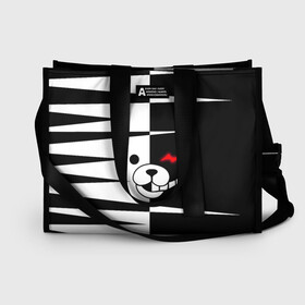 Сумка-шоппер 3D с принтом monokuma в городе Новоалтайск, 100% полиэстер | застегивается на металлическую кнопку; внутренний карман застегивается на молнию. Стенки укреплены специальным мягким материалом, чтобы защитить содержимое от несильных ударов
 | danganronpa | monokuma | trigger happy havoc | аниме | игрушка | манга | медведь | монокума | монохром | мягкая игрушка робот | робот