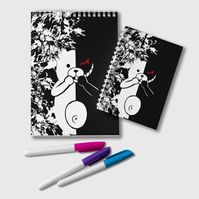 Блокнот с принтом monokuma в городе Новоалтайск, 100% бумага | 48 листов, плотность листов — 60 г/м2, плотность картонной обложки — 250 г/м2. Листы скреплены удобной пружинной спиралью. Цвет линий — светло-серый
 | Тематика изображения на принте: danganronpa | monokuma | trigger happy havoc | аниме | игрушка | манга | медведь | монокума | монохром | мягкая игрушка робот | робот