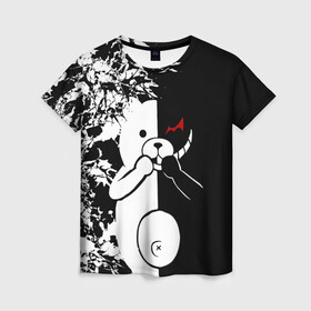Женская футболка 3D с принтом monokuma в городе Новоалтайск, 100% полиэфир ( синтетическое хлопкоподобное полотно) | прямой крой, круглый вырез горловины, длина до линии бедер | danganronpa | monokuma | trigger happy havoc | аниме | игрушка | манга | медведь | монокума | монохром | мягкая игрушка робот | робот