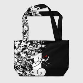 Пляжная сумка 3D с принтом MONOKUMA держит руки в городе Новоалтайск, 100% полиэстер | застегивается на металлическую кнопку; внутренний карман застегивается на молнию. Стенки укреплены специальным мягким материалом, чтобы защитить содержимое от несильных ударов
 | danganronpa | monokuma | trigger happy havoc | аниме | игрушка | манга | медведь | монокума | монохром | мягкая игрушка робот | робот