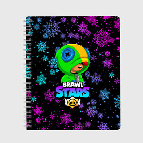 Тетрадь с принтом BRAWL STARS НОВОГОДНИЙ в городе Новоалтайск, 100% бумага | 48 листов, плотность листов — 60 г/м2, плотность картонной обложки — 250 г/м2. Листы скреплены сбоку удобной пружинной спиралью. Уголки страниц и обложки скругленные. Цвет линий — светло-серый
 | brawl stars | brawl stars новогодний | christmas | crow | leon | leon shark | new year | shark | stars | акула | ворон | леон | леон акула | новогодний | новый год | спайк