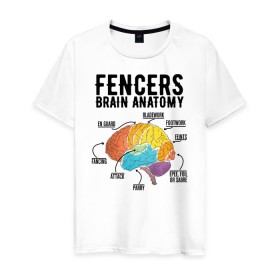 Мужская футболка хлопок с принтом Fences Brain Anatomy в городе Новоалтайск, 100% хлопок | прямой крой, круглый вырез горловины, длина до линии бедер, слегка спущенное плечо. | brain | fances | мозг | рапира | фехтовальщики | фехтование | шпага