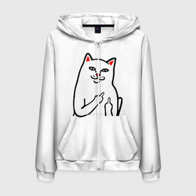 Мужская толстовка 3D на молнии с принтом Meme Cat в городе Новоалтайск, 100% полиэстер | длина до линии бедра, манжеты и пояс оформлены мягкой тканевой резинкой, двухслойный капюшон со шнурком для регулировки, спереди молния, по бокам два кармана | animal | cat | meme | животное | кот | кошка | мем | прикол | юмор