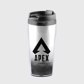 Термокружка-непроливайка с принтом APEX LEGENDS в городе Новоалтайск, внутренняя часть — пищевой пластик, наружная часть — прозрачный пластик, между ними — полиграфическая вставка с рисунком | объем — 350 мл, герметичная крышка | apex | apex legends | battle | battle royal | bloodhound | titanfall | wraith | апекс | апекс легендс | батл рояль | битва | война | каустик | королевская битва