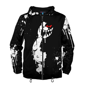 Мужская ветровка 3D с принтом Monokuma paint в городе Новоалтайск, 100% полиэстер | подол и капюшон оформлены резинкой с фиксаторами, два кармана без застежек по бокам, один потайной карман на груди | Тематика изображения на принте: danganronpa | eye | monokuma | paint | аватар | антагонист | брызги | глаз | игрушка | краска | медведь | монокума | мягкая | панда | потёки | робот
