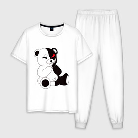 Мужская пижама хлопок с принтом Monokuma в городе Новоалтайск, 100% хлопок | брюки и футболка прямого кроя, без карманов, на брюках мягкая резинка на поясе и по низу штанин
 | danganronpa | eye | monokuma | аватар | антагонист | глаз | игрушка | медведь | монокума | мягкая | панда | робот