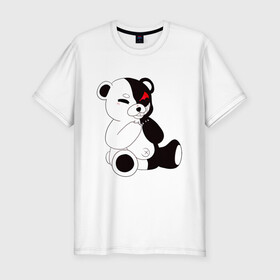 Мужская футболка хлопок Slim с принтом Monokuma в городе Новоалтайск, 92% хлопок, 8% лайкра | приталенный силуэт, круглый вырез ворота, длина до линии бедра, короткий рукав | danganronpa | eye | monokuma | аватар | антагонист | глаз | игрушка | медведь | монокума | мягкая | панда | робот