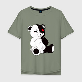 Мужская футболка хлопок Oversize с принтом Monokuma в городе Новоалтайск, 100% хлопок | свободный крой, круглый ворот, “спинка” длиннее передней части | danganronpa | eye | monokuma | аватар | антагонист | глаз | игрушка | медведь | монокума | мягкая | панда | робот
