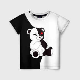 Детская футболка 3D с принтом Monokuma в городе Новоалтайск, 100% гипоаллергенный полиэфир | прямой крой, круглый вырез горловины, длина до линии бедер, чуть спущенное плечо, ткань немного тянется | danganronpa | eye | monokuma | аватар | антагонист | глаз | игрушка | медведь | монокума | мягкая | панда | робот