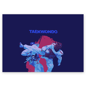 Поздравительная открытка с принтом Taekwondo в городе Новоалтайск, 100% бумага | плотность бумаги 280 г/м2, матовая, на обратной стороне линовка и место для марки
 | taekwondo | восточные единоборства | единоборства | теквондо | тхэквондо | тэквондо