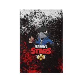 Обложка для паспорта матовая кожа с принтом BRAWL STARS CROW в городе Новоалтайск, натуральная матовая кожа | размер 19,3 х 13,7 см; прозрачные пластиковые крепления | Тематика изображения на принте: bibi | brawl stars | crow | el brown | leon | leon shark | max | sally leon | shark | stars | акула | биби | ворон | леон