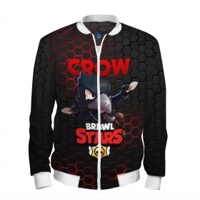 Мужской бомбер 3D с принтом BRAWL STARS CROW в городе Новоалтайск, 100% полиэстер | застегивается на молнию, по бокам два кармана без застежек, по низу бомбера и на воротнике - эластичная резинка | bibi | brawl stars | crow | el brown | leon | leon shark | max | sally leon | shark | stars | акула | биби | ворон | леон