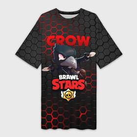 Платье-футболка 3D с принтом BRAWL STARS CROW | ВОРОН   СТАЛЬНАЯ БРОНЯ в городе Новоалтайск,  |  | Тематика изображения на принте: bibi | brawl stars | crow | el brown | leon | leon shark | max | sally leon | shark | stars | акула | биби | ворон | леон