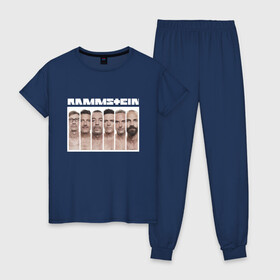 Женская пижама хлопок с принтом Rammstein в городе Новоалтайск, 100% хлопок | брюки и футболка прямого кроя, без карманов, на брюках мягкая резинка на поясе и по низу штанин | kruspe | lindemann | metal | oliver | rammstein | richard | riedel | rock | till | кристиан | круспе | линдеманн | лоренц | метал | оливер | рамштайн | ридель | рихард | рок | тилль