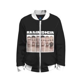 Детский бомбер 3D с принтом Rammstein в городе Новоалтайск, 100% полиэстер | застегивается на молнию, по бокам два кармана без застежек, мягкие манжеты, по низу бомбера и на воротнике — эластичная резинка | kruspe | lindemann | metal | oliver | rammstein | richard | riedel | rock | till | кристиан | круспе | линдеманн | лоренц | метал | оливер | рамштайн | ридель | рихард | рок | тилль