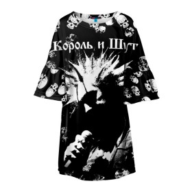 Детское платье 3D с принтом Король и Шут + Анархия (спина) в городе Новоалтайск, 100% полиэстер | прямой силуэт, чуть расширенный к низу. Круглая горловина, на рукавах — воланы | Тематика изображения на принте: punk | rock | skull | киш | король | король и шут | михаил горшенев | панки | рок | русский рок | черепа | шут