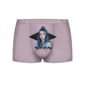 Мужские трусы 3D с принтом Billie Pink Art в городе Новоалтайск, 50% хлопок, 50% полиэстер | классическая посадка, на поясе мягкая тканевая резинка | Тематика изображения на принте: bad | bad guy | billi | billie | billie eilish | eilish | good girl | music | swag | айлиш | беляш | били | били айлиш | билли | билли айлиш | билли эйлиш | биляш | музка | певица | эйлиш