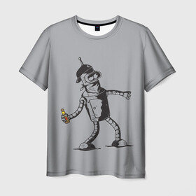 Мужская футболка 3D с принтом Futurama. Bender Banksy в городе Новоалтайск, 100% полиэфир | прямой крой, круглый вырез горловины, длина до линии бедер | bender | express | fry | futurama | future | leela | philip | planet | turanga | zoidberg | бендер | будущее | джей | зойдберг | лила | родригес | сгибальщик | туранга | филип | фрай | футурама