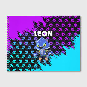 Альбом для рисования с принтом BRAWL STARS LEON в городе Новоалтайск, 100% бумага
 | матовая бумага, плотность 200 мг. | Тематика изображения на принте: brawl stars | crow | leon | leon shark | leon werewolf | sally leon | shark | stars | werewolf | акула | берли | ворон | леон | леон акула | оборотень | оборотень леон | спайк | эль примо