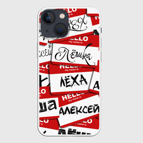 Чехол для iPhone 13 mini с принтом Hello, my name is... в городе Новоалтайск,  |  | Тематика изображения на принте: alex | hello | hello my name is | my name | stiker | stikers | алекс | алексей | алеха | алеша | алешка | имя | колаж | коллаж | леха | лешенька | лёшка | меня зовут | мое имя | привет | стикер