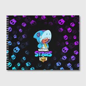 Альбом для рисования с принтом BRAWL STARS LEON SHARK в городе Новоалтайск, 100% бумага
 | матовая бумага, плотность 200 мг. | Тематика изображения на принте: brawl stars | crow | leon | leon shark | leon werewolf | sally leon | shark | stars | werewolf | акула | берли | ворон | леон | леон акула | оборотень | оборотень леон | спайк | эль примо