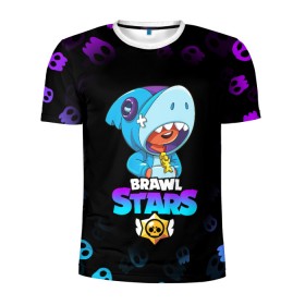 Мужская футболка 3D спортивная с принтом BRAWL STARS LEON SHARK в городе Новоалтайск, 100% полиэстер с улучшенными характеристиками | приталенный силуэт, круглая горловина, широкие плечи, сужается к линии бедра | brawl stars | crow | leon | leon shark | leon werewolf | sally leon | shark | stars | werewolf | акула | берли | ворон | леон | леон акула | оборотень | оборотень леон | спайк | эль примо