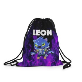 Рюкзак-мешок 3D с принтом BRAWL STARS LEON в городе Новоалтайск, 100% полиэстер | плотность ткани — 200 г/м2, размер — 35 х 45 см; лямки — толстые шнурки, застежка на шнуровке, без карманов и подкладки | brawl stars | crow | leon | leon shark | leon werewolf | sally leon | shark | stars | werewolf | акула | берли | ворон | леон | леон акула | оборотень | оборотень леон | спайк | эль примо